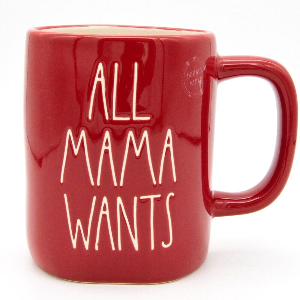 Red Rae Dunn Mug, All Mama Wants for Christmas 16oz Ceramic Coffee Cup Gift, New